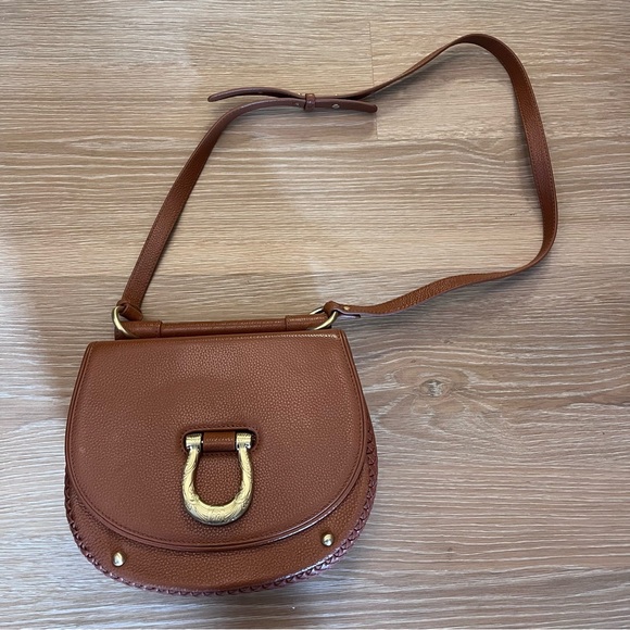 Sancia NWOT brown leather saddle bag in cognac - Picture 2 of 4